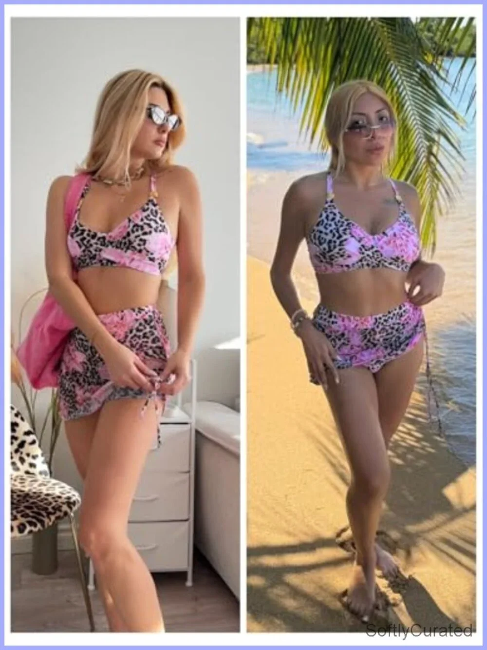 High Waisted Tummy Control Bikini Set with Metal Twist Detail and Sarong Wrap